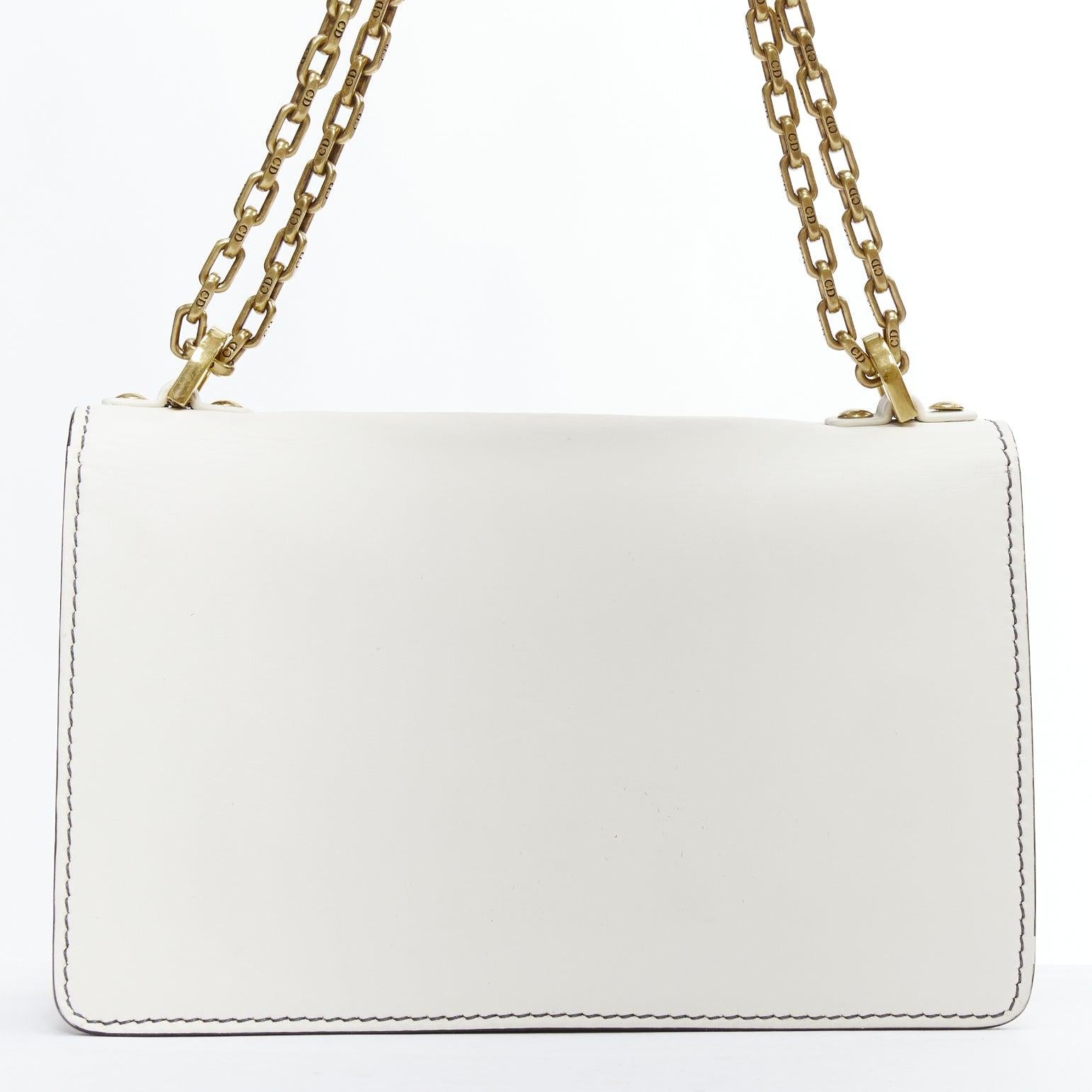 Women's DIOR J'Adior Medium white leather gold letter chain flap crossbody bag For Sale