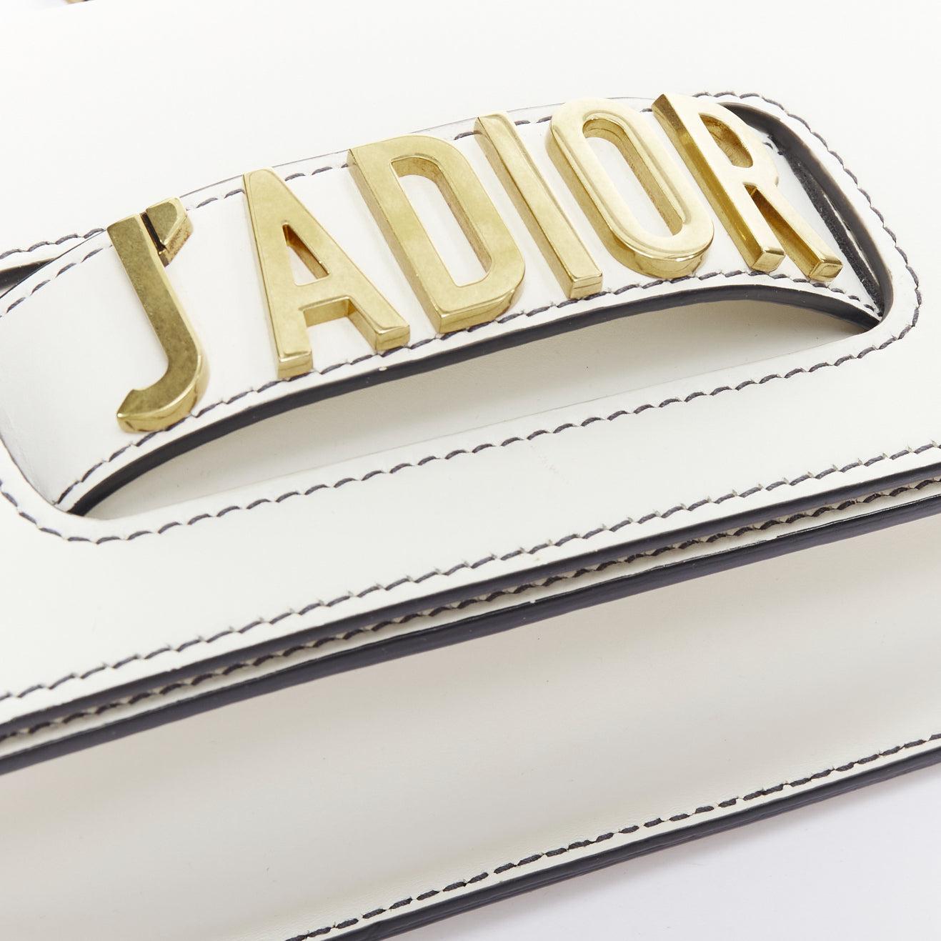 DIOR J'Adior Medium white leather gold letter chain flap crossbody bag For Sale 2