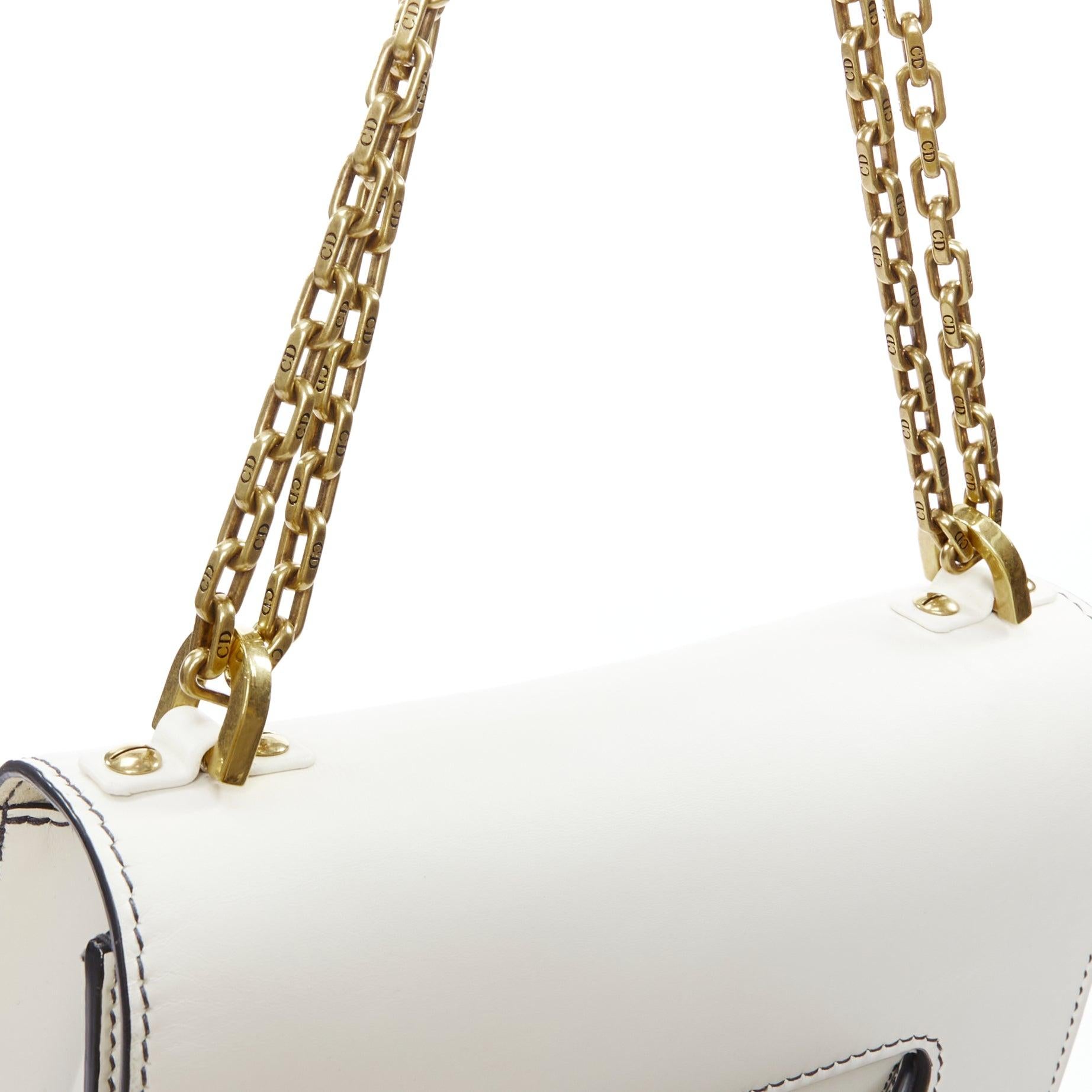DIOR J'Adior Medium white leather gold letter chain flap crossbody bag For Sale 3