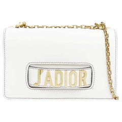 DIOR J'Adior Medium white leather gold letter chain flap crossbody bag