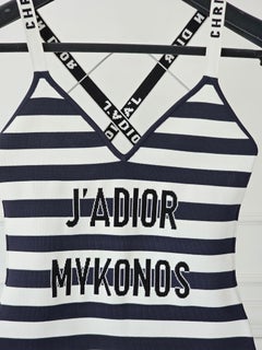Dior J'adior Mykonos logo limited edition stripe bodysuit one-piece swimwear S