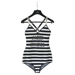 Dior J'adior Mykonos logo limited edition stripe bodysuit one-piece swimwear S