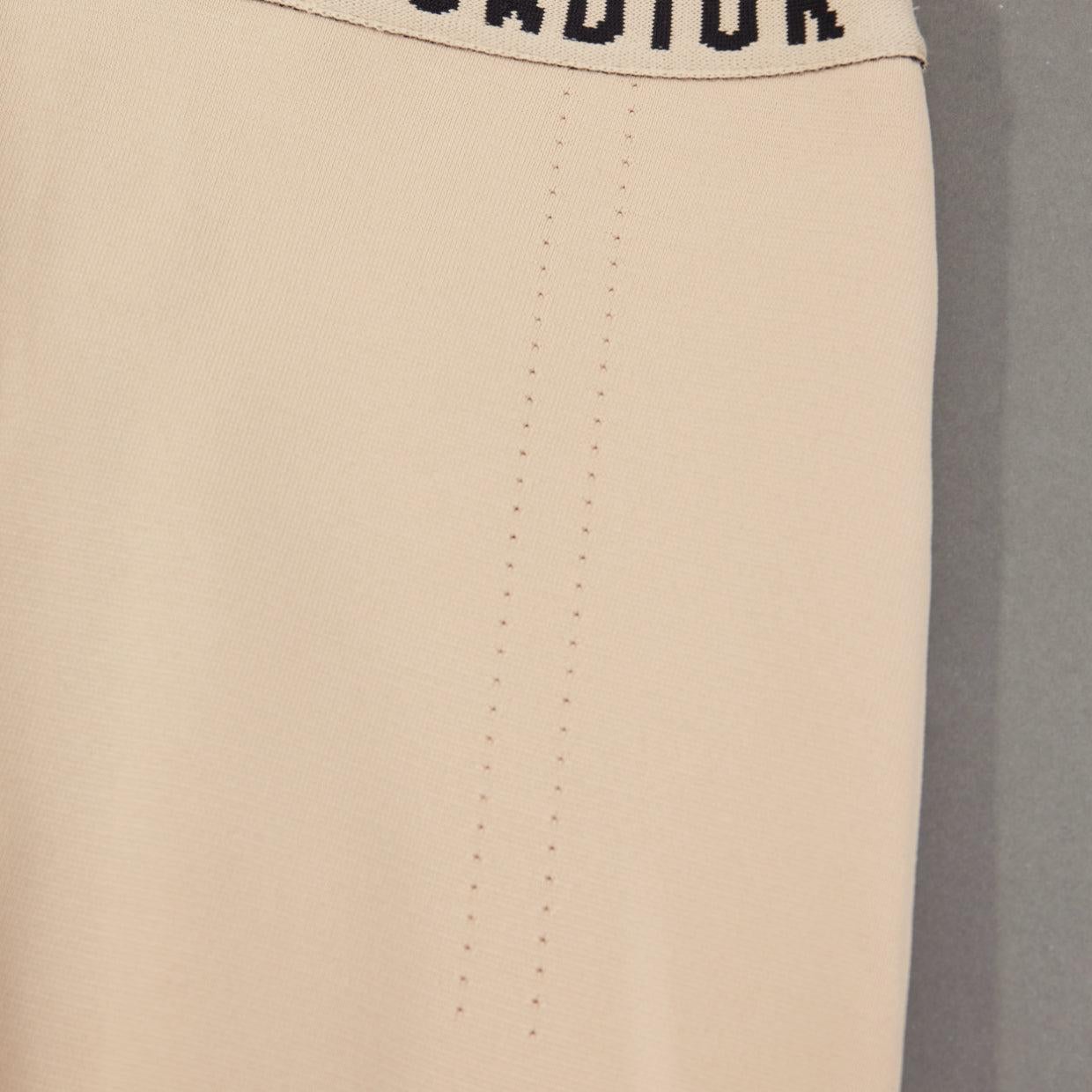 Women's DIOR J'adior nude black logo tape waist tight knit boy brief shorts FR34 XS For Sale