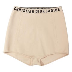 DIOR J'adior nude black logo tape waist tight knit boy brief shorts FR34 XS