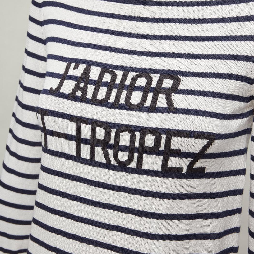 DIOR Jadior St Tropez black cream silk cotton stripe cropped sweater FR34 XS
Reference: AAWC/A00824
Brand: Dior
Collection: Jadior St Tropez
Material: Silk, Cotton
Color: Cream, Black
Pattern: Striped
Closure: Pullover
Made in: