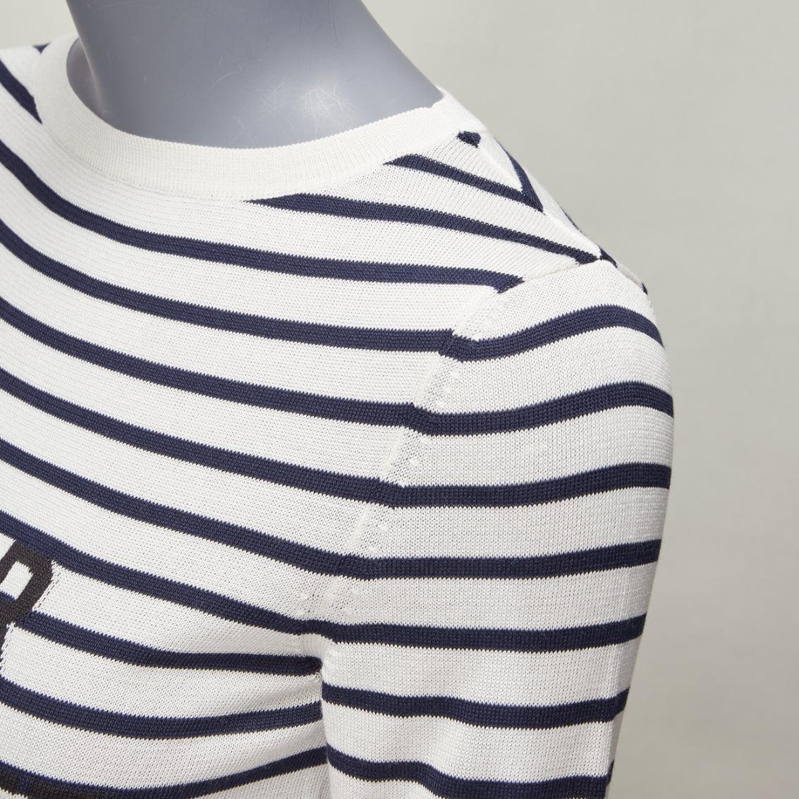 DIOR Jadior St Tropez black cream silk cotton stripe cropped sweater FR34 XS For Sale 3