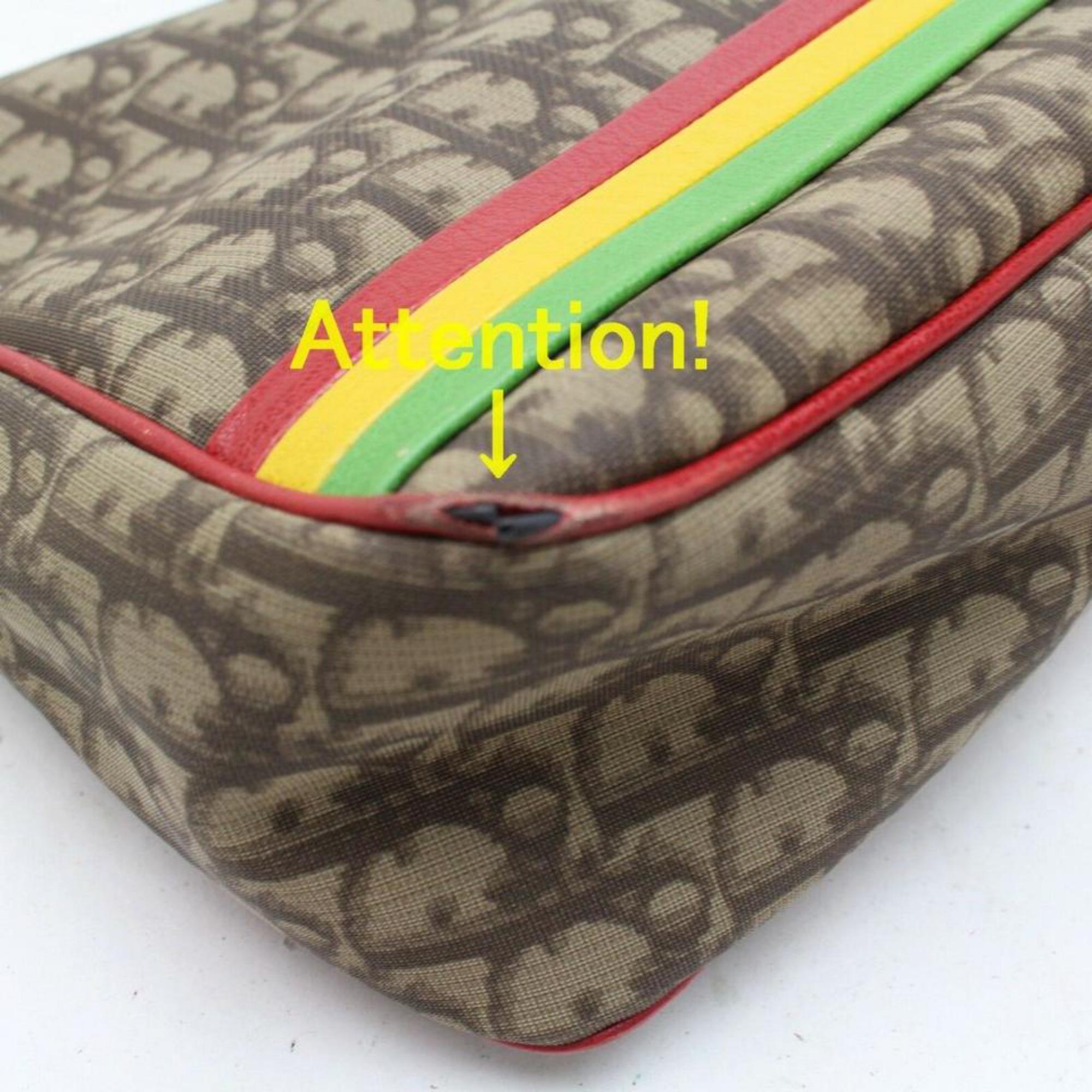 Dior Jamaican Rasta Monogram Trotter Messenger 869980 Brown Shoulder Bag In Good Condition In Forest Hills, NY
