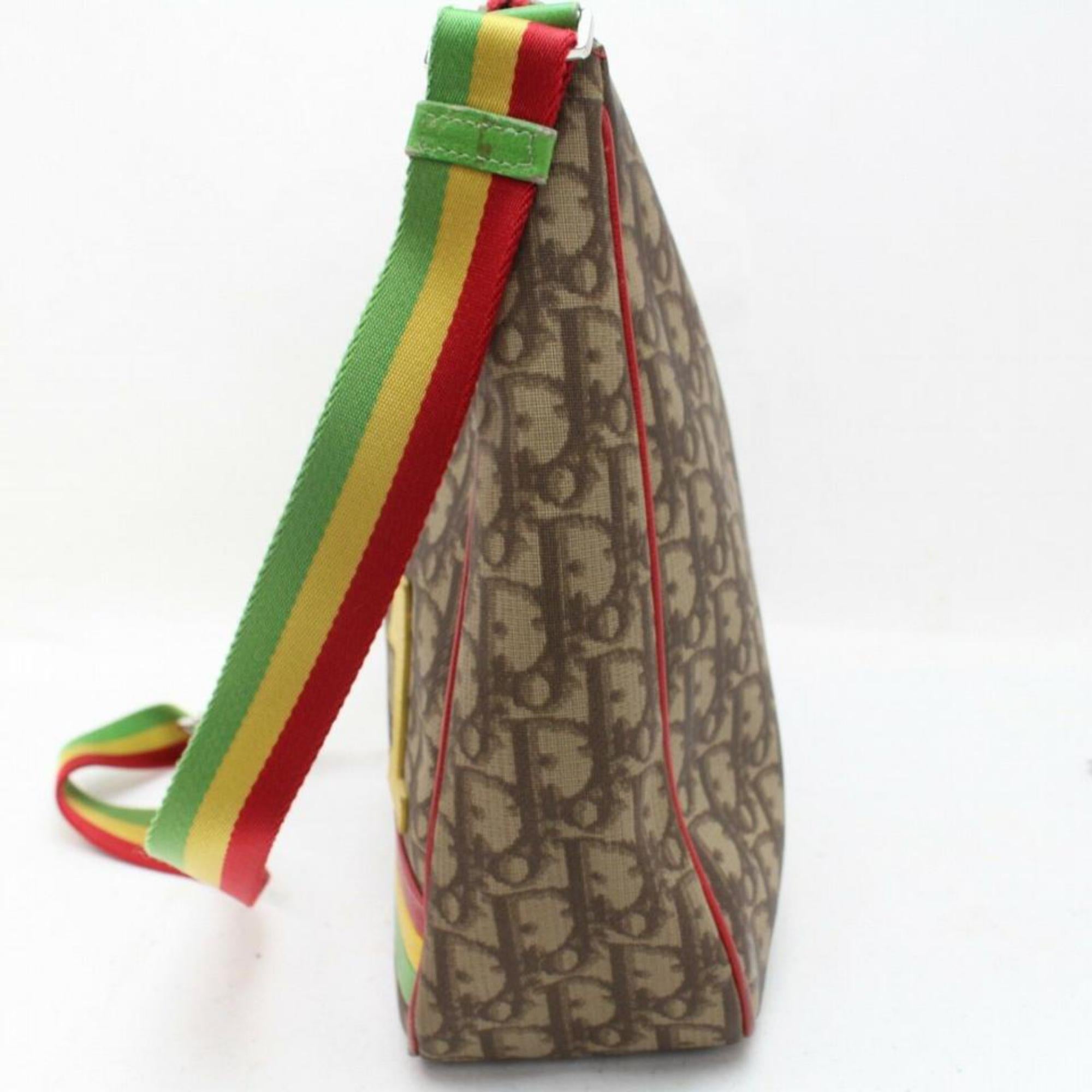 Women's Dior Jamaican Rasta Monogram Trotter Messenger 869980 Brown Shoulder Bag
