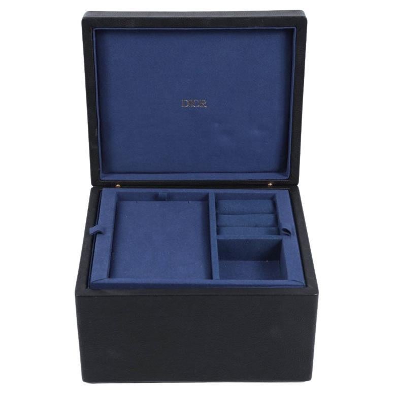 Dior Jewellery Box Navy Blue Leather For Sale