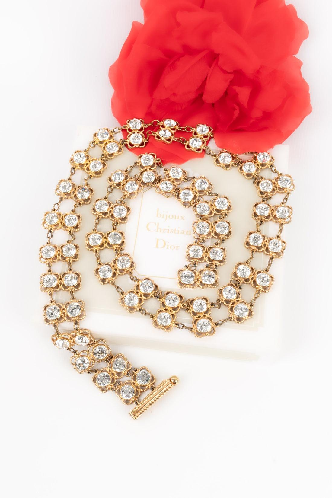 Dior Jewelry Belt in Golden Metal and Rhinestones For Sale 6