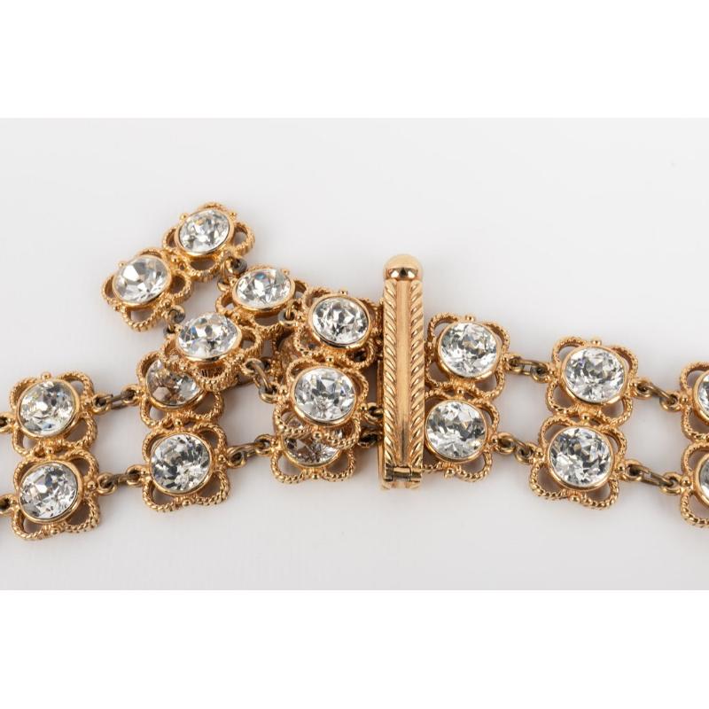 Women's Dior Jewelry Belt in Golden Metal and Rhinestones For Sale