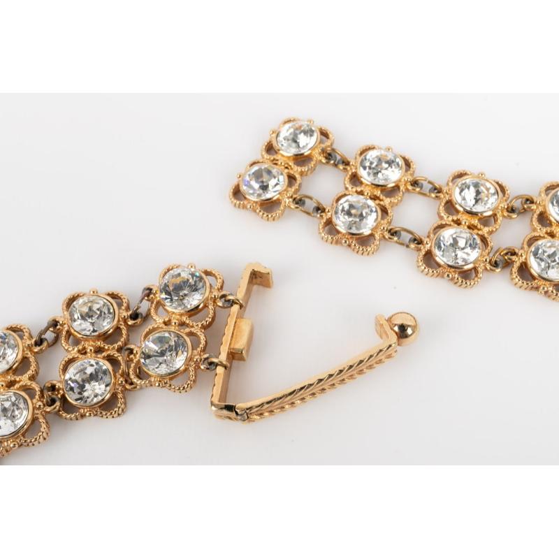 Dior Jewelry Belt in Golden Metal and Rhinestones For Sale 1
