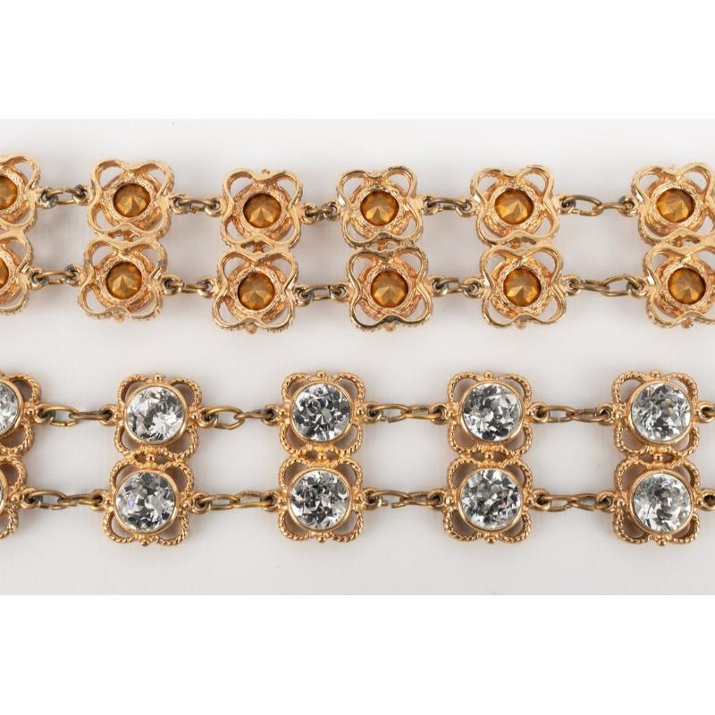 Dior Jewelry Belt in Golden Metal and Rhinestones For Sale 2