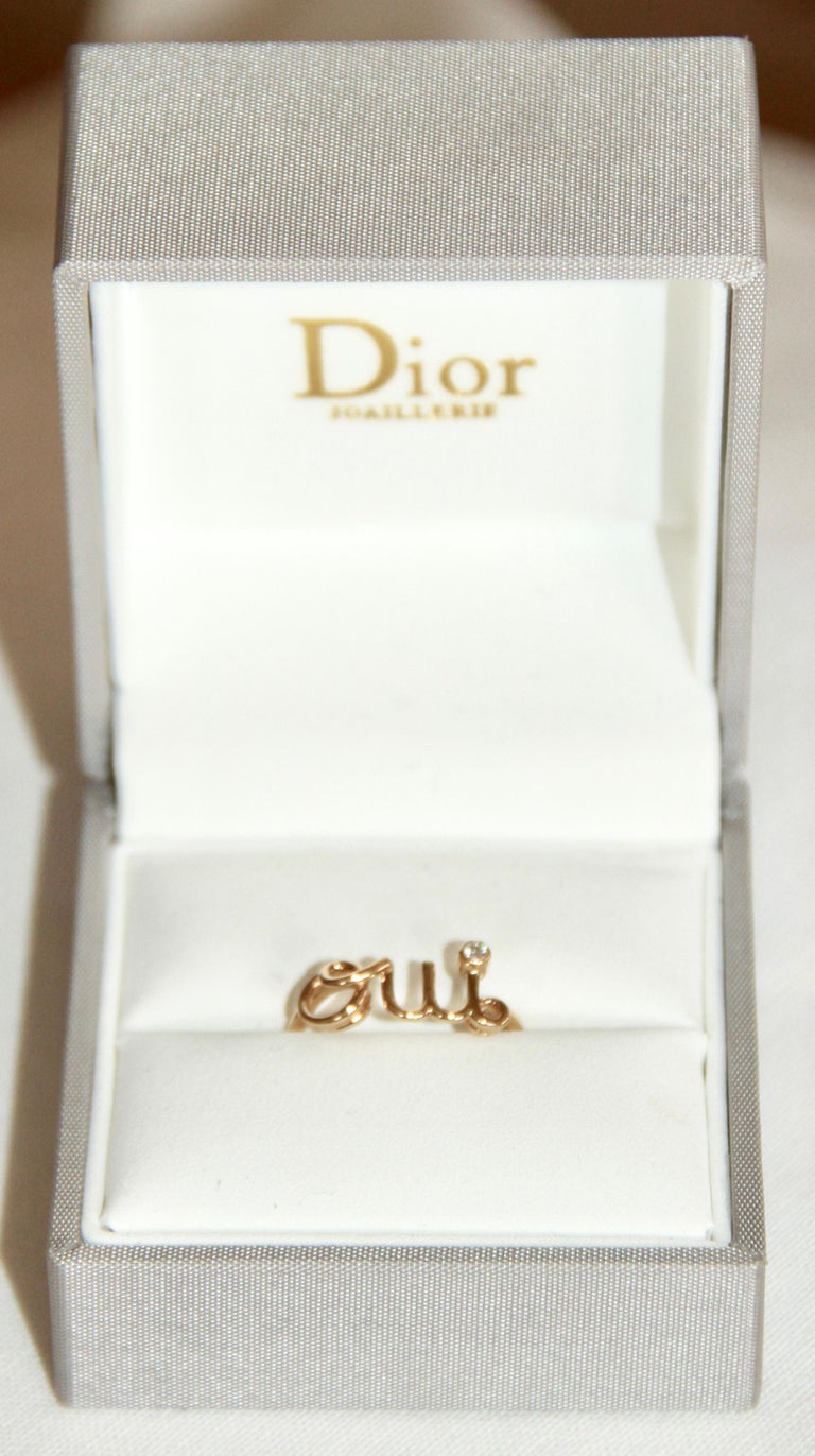 Dior Joaillerie 18 Karat Yellow Gold and Diamond Oui Ring For Sale at  1stDibs | dior oui ring, oui ring dior, dior ring box