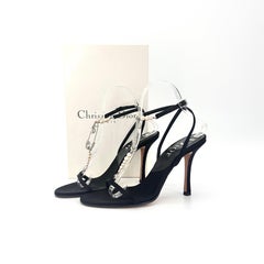 Dior John Galliano Addict Sandalen mit Sicherheitsnadel, Perlen und Kristallverzierungen, Größe 38,5