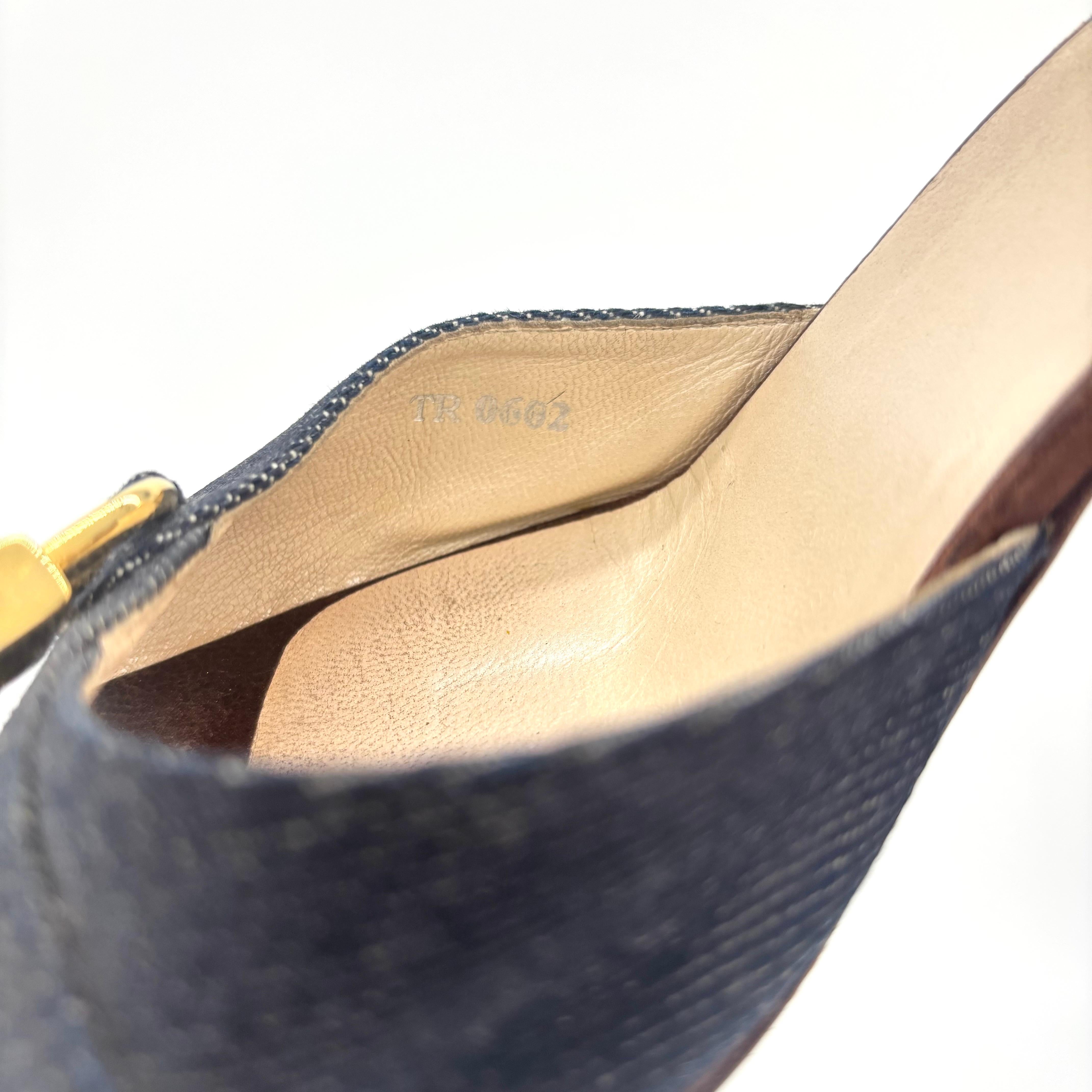 Dior John Galliano Padlock and Key Denim Slip On Mules Sandals 37