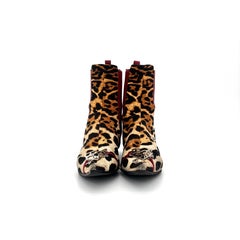 Dior John Galliano Retro Vintage I Love Dior Leopard Print Chelsea Boots 41.5