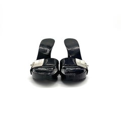 Dior John Galliano Vintage Screw Logo Plaque Bondage Wedge Slide Mules 35.5