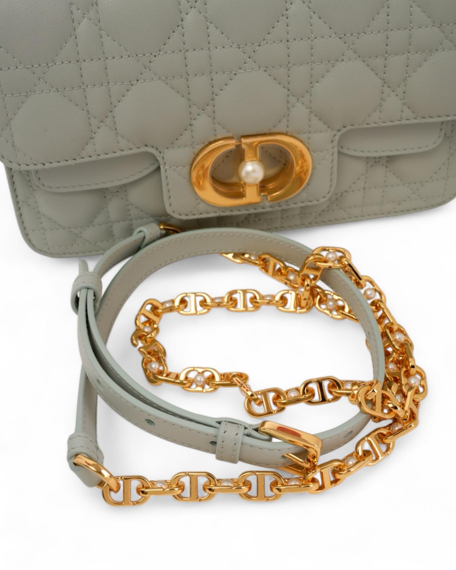 Gray Dior Jolie Small Cannage Pistachio Green For Sale