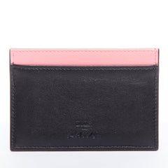 DIOR KAWS 201k rosa Buche XX schwarzer Leder-Kartenhalter