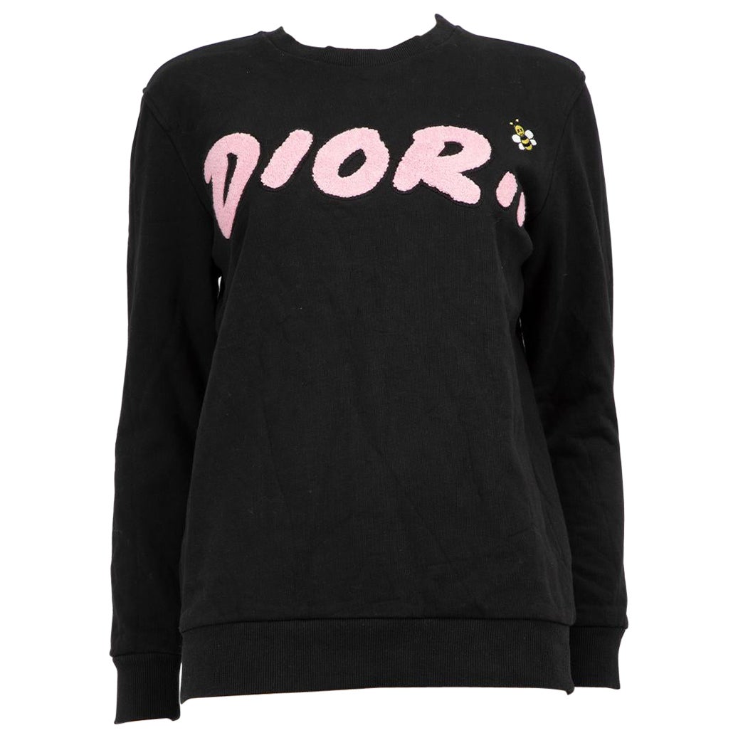Dior KAWS x Dior Black Logo Embroidered Crewneck Sweatshirt Size S
