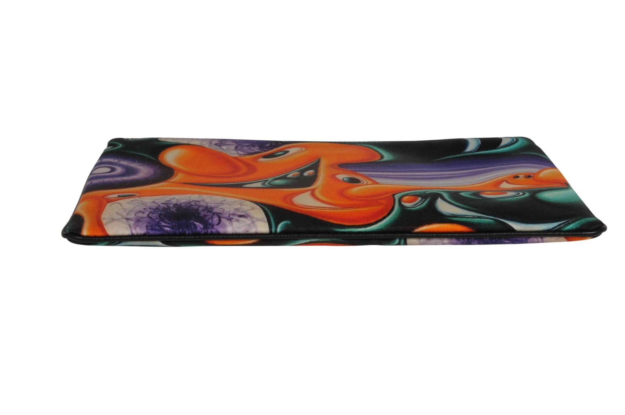 Women's or Men's Dior Kenny Scharf Multicolor Printed Nylon Invitation Travel Pouch Folder File For Sale