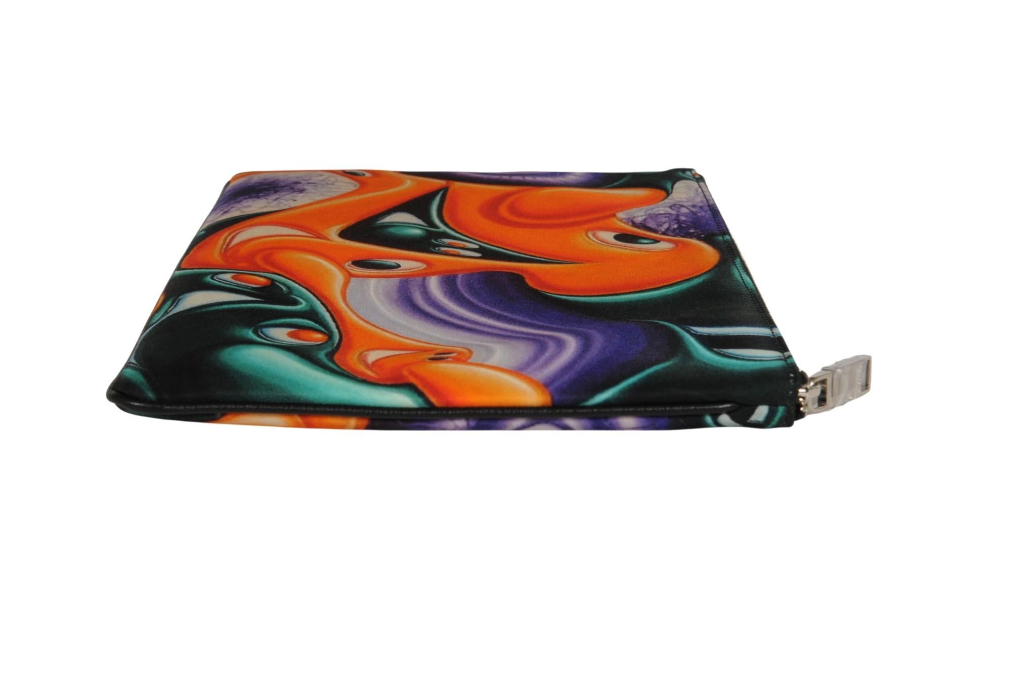 Dior Kenny Scharf Multicolor Printed Nylon Invitation Travel Pouch Folder File For Sale 1