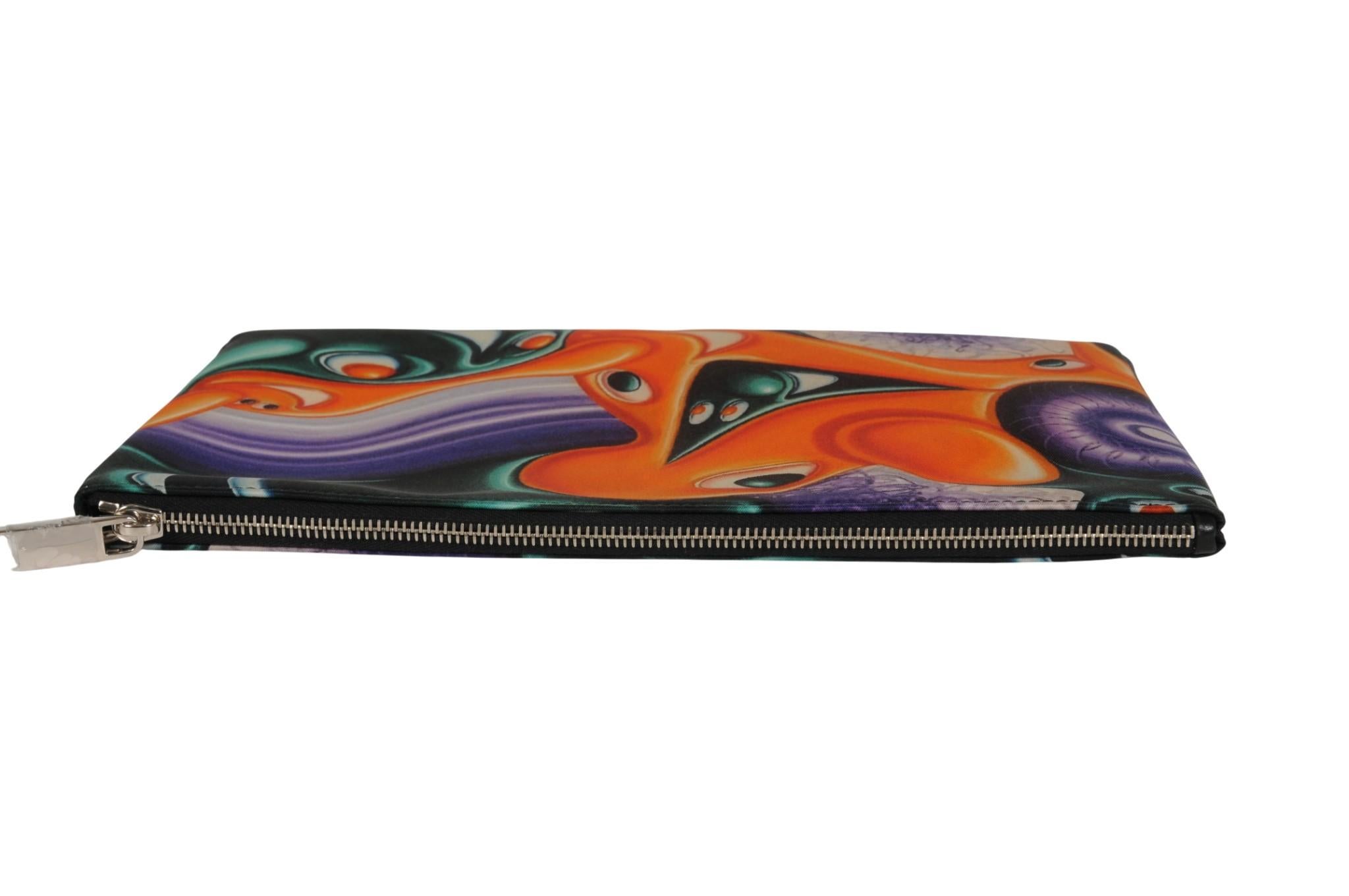 Dior Kenny Scharf Multicolor Printed Nylon Invitation Travel Pouch Folder File For Sale 2
