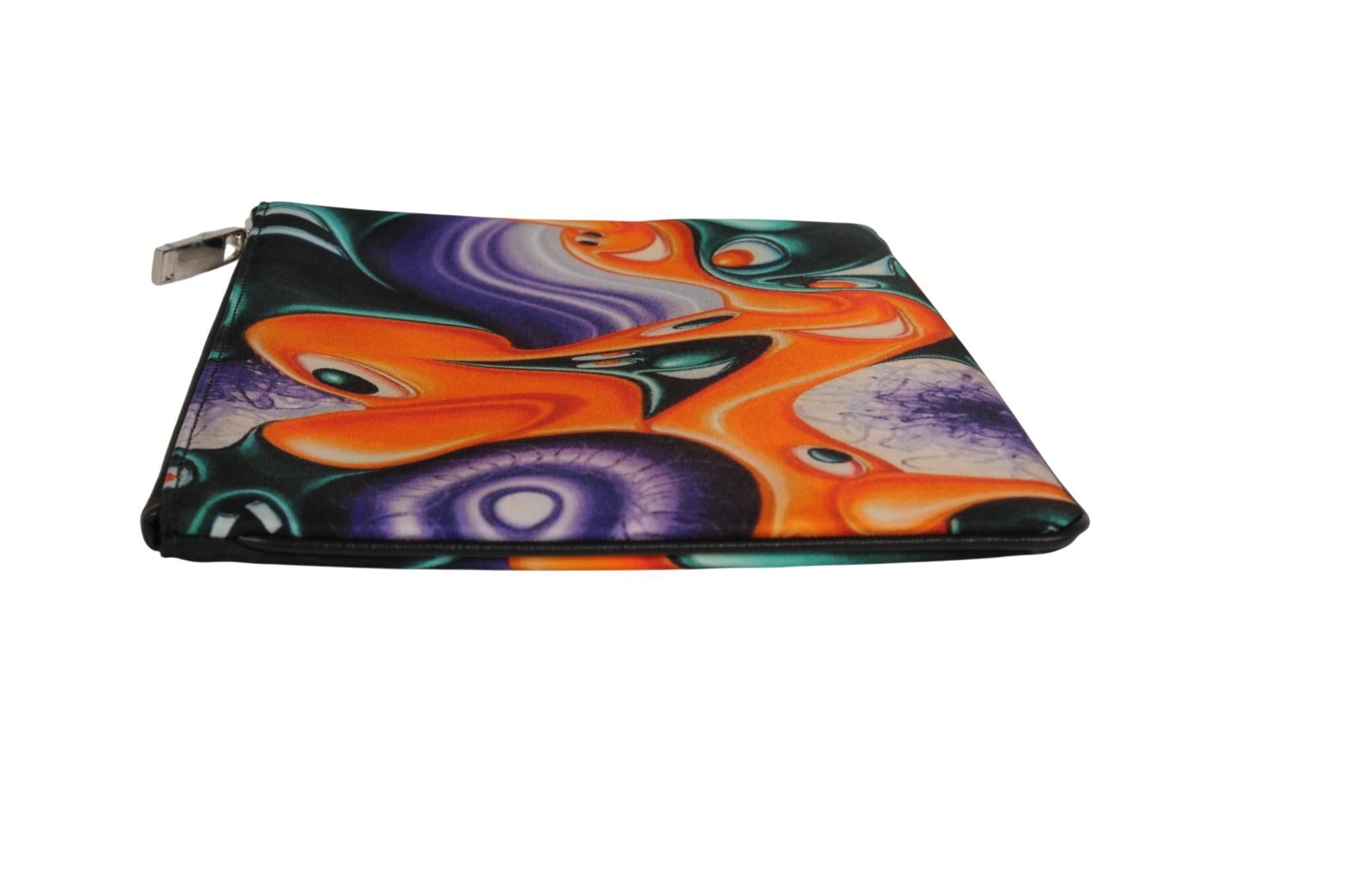 Dior Kenny Scharf Multicolor Printed Nylon Invitation Travel Pouch Folder File For Sale 3