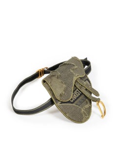 Dior Khaki Embroidered Camouflage Saddle Belt Bag