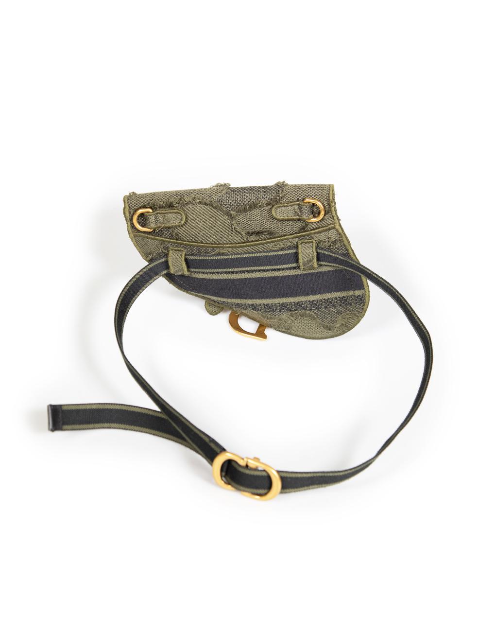 Gray Dior Khaki Embroidered Camouflage Saddle Belt Bag