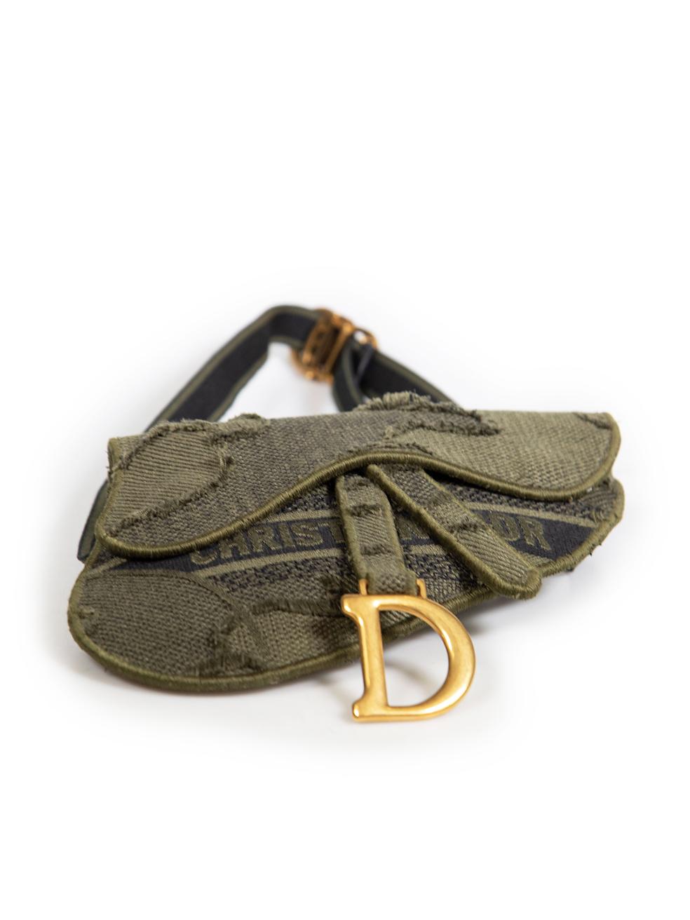 Dior Khaki Embroidered Camouflage Saddle Belt Bag In Good Condition In London, GB
