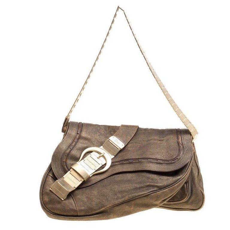 Limited Edition Dior Saddle Bag Used Dior Khaki Leather And Metal