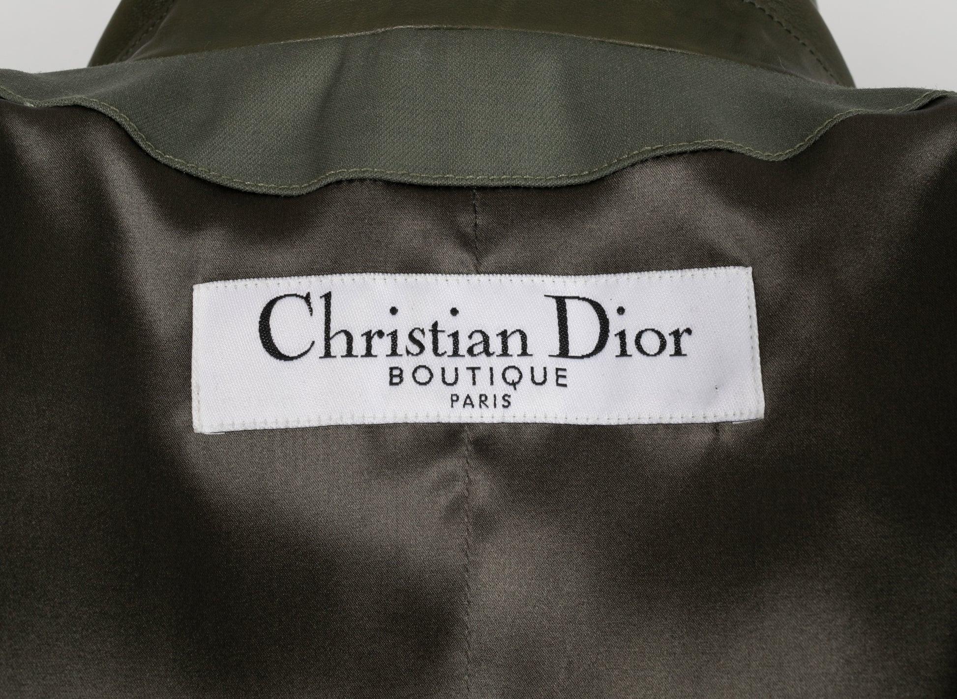 Dior Khaki Olive Green Leather and Wool Jacket Fall, 2003 For Sale 5