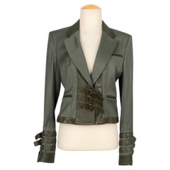 Dior Khaki Olive Green Leather and Wool Jacket Fall, 2003