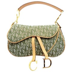 Dior Khaki Signature Monogram Oblique Trotter Saddle 232892 Green Canvas Satchel