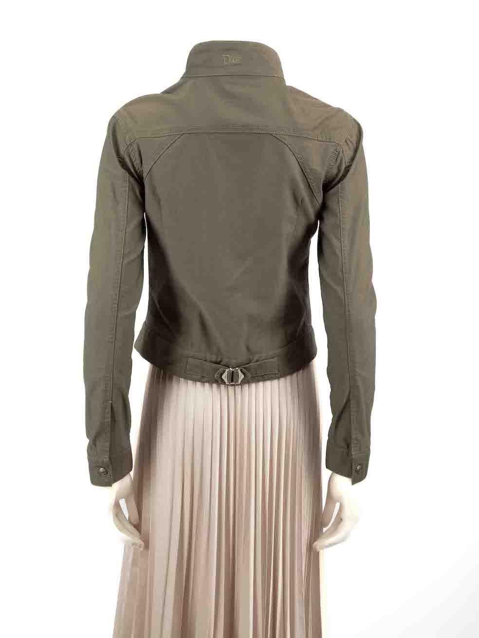 Dior Khaki Zipped High Neck Jacket Size M In Excellent Condition For Sale In London, GB