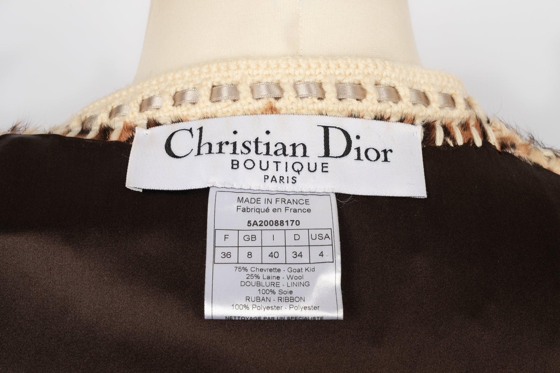Manteau Dior en fourrure de chevreau imprimée dans les tons marron et beige, 2005  en vente 4