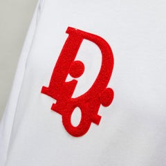 DIOR Kids red tufted logo white cotton blend pullover sweater top 12Y XS