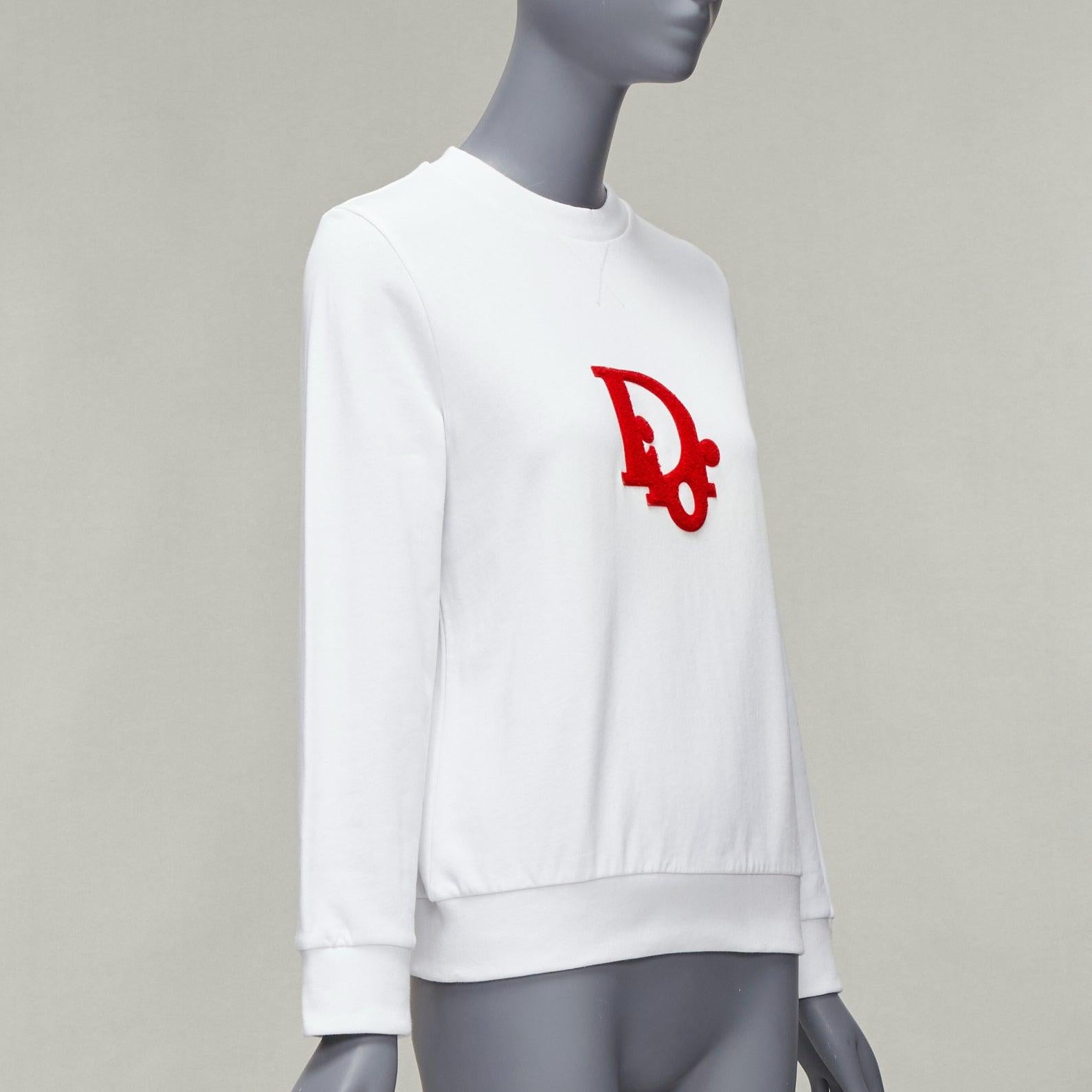 DIOR Kids red tufted logo white cotton blend pullover sweater top 12Y XS In Excellent Condition For Sale In Hong Kong, NT