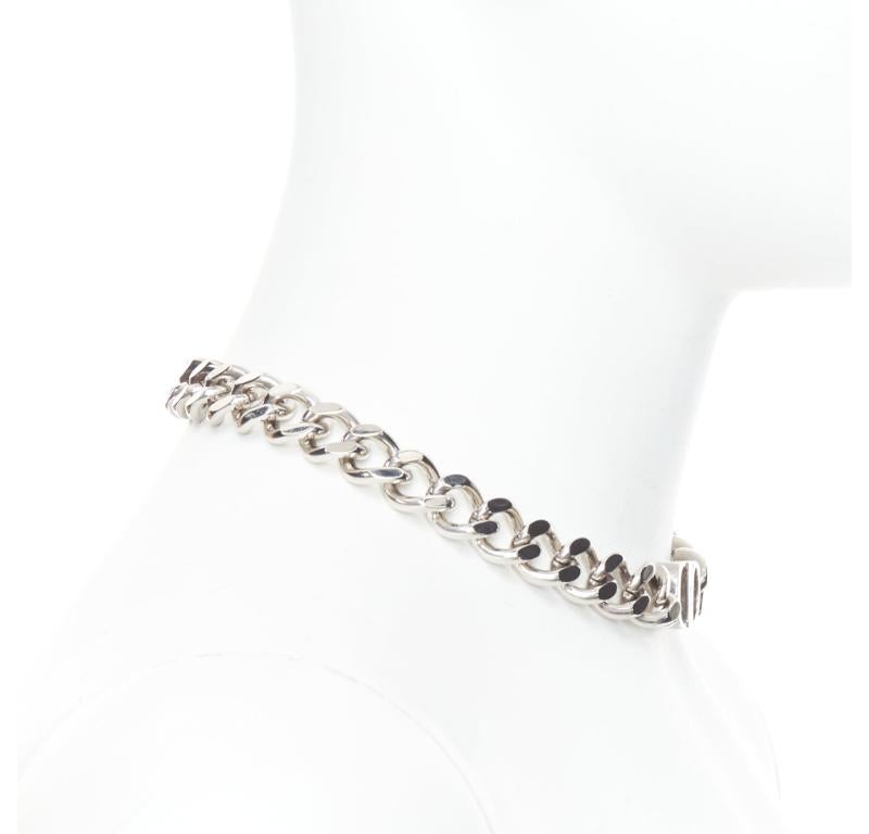 DIOR Kim Jones 2022 CD Icon silver metal chunky curb chain short necklace In Good Condition In Hong Kong, NT