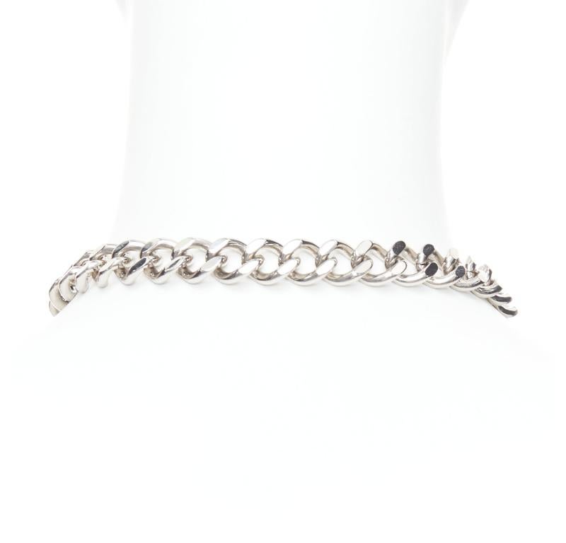 Women's DIOR Kim Jones 2022 CD Icon silver metal chunky curb chain short necklace