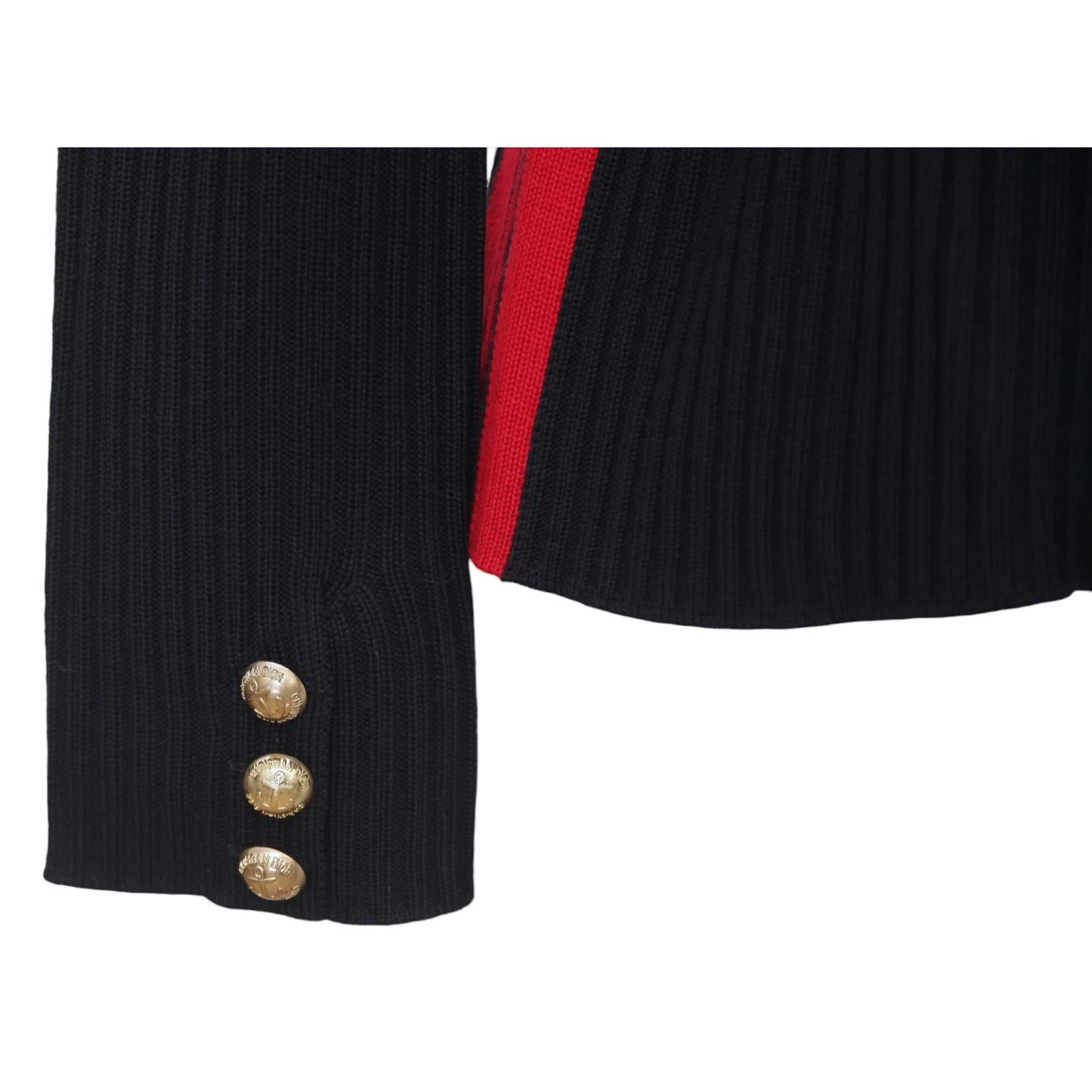 DIOR Knit Blazer Sweater BAR JACKET Navy Blue Red Stripe Double Breasted Gold 36 For Sale 1