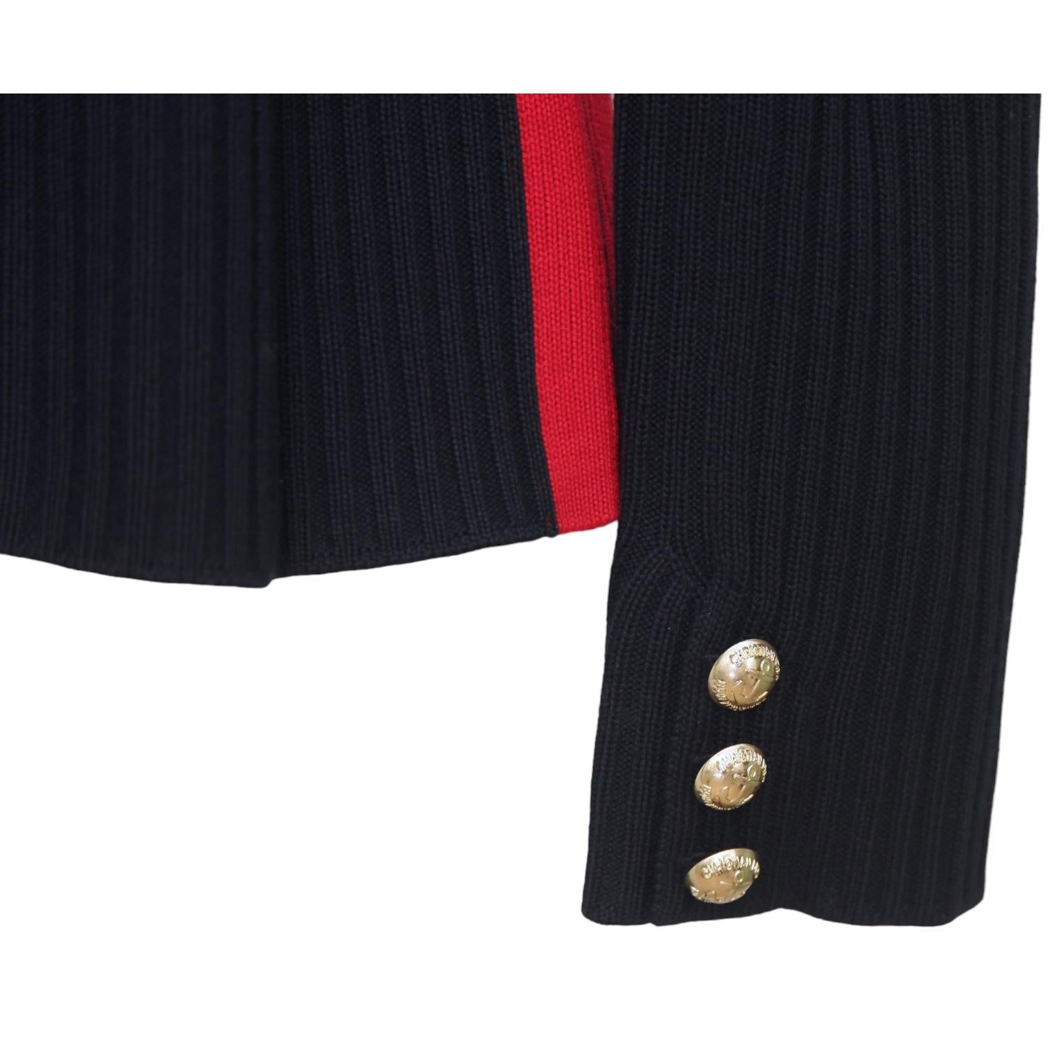 DIOR Knit Blazer Sweater BAR JACKET Navy Blue Red Stripe Double Breasted Gold 36 For Sale 2