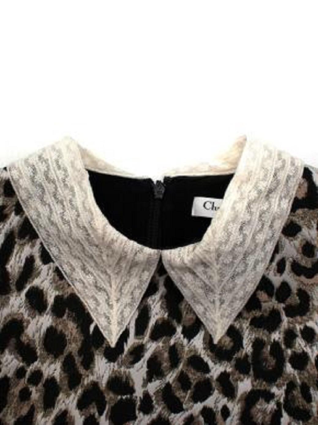 Women's Dior Lace Collar Leopard Dress For Sale