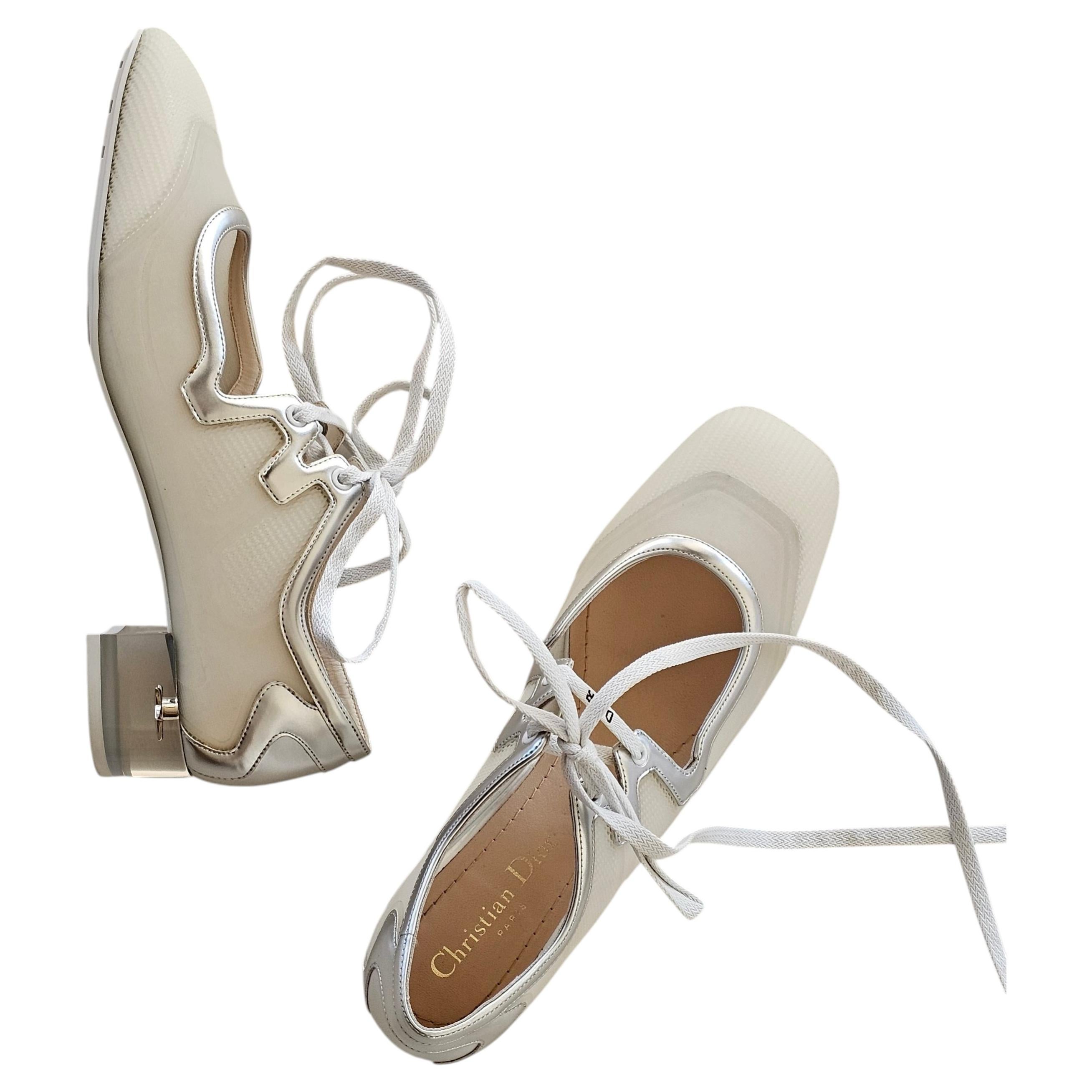 Dior lace-up ballerinas 60s vibe SS22 collection ecru/off white 39.5