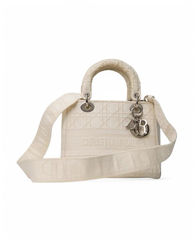 Dior Lady D-Lite Medium Cannage Cream en vente 6
