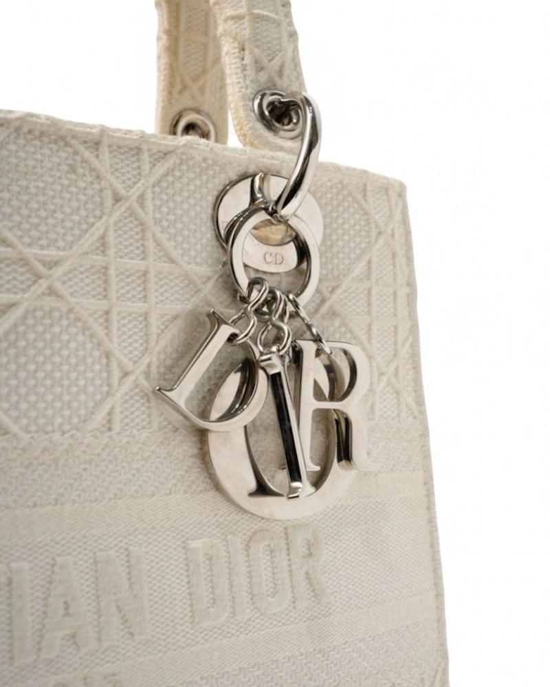 Dior Lady D-Lite Medium Cannage Cream en vente 7