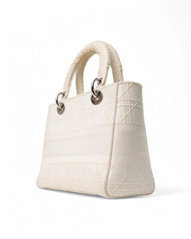 Dior Lady D-Lite Medium Cannage Cream en vente 1