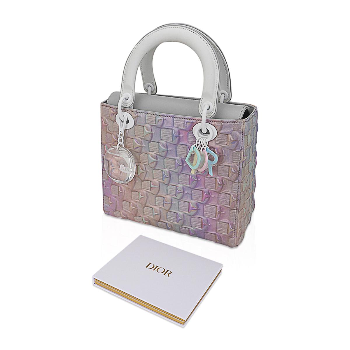 Dior Lady Dior Art Bag #6 Iridescent Pastels by Daisuke Ohba In New Condition In Miami, FL